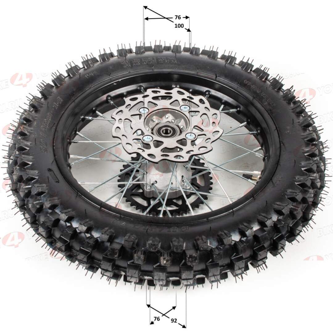 Обод задний 14" (d15mm, торм. диск 190мм,420-41) 90/100-14" сталь с резиной, черный